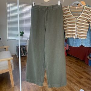 Day to Day - Green denim high waisted wide leg pants - crop leg - size 26